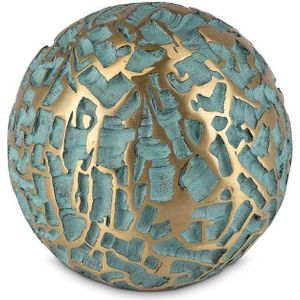 Grote Bronzen Bol Urn, Groen met Goudpatroon (4 liter)