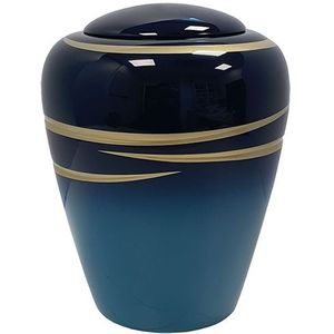 Ovale Resin Urn Shiny Blue Verlopend (3.8 liter)