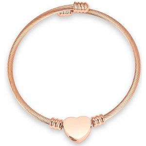 Roze RVS Aurora Armband met Ashanger Hartje