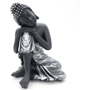 Dierenurn Slapende Indische Buddha Zwart-Zilver (0.3 liter)