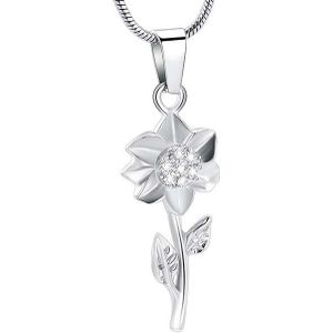 RVS Ashanger Zonnebloem Zilverkleur, inclusief Slangencollier