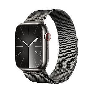 Apple Watch Series 9 45 mm roestvrij stalen kast grafiet op Milanees bandje grafiet [Wi-Fi + Cellular]