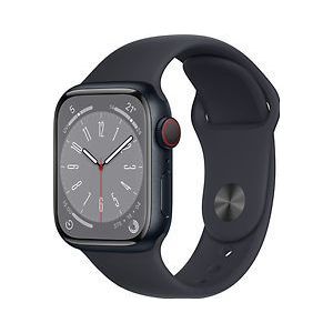 Apple Watch Series 8 41 mm kast van middernacht aluminium op zwart sportbandje [Wi-Fi + Cellular]