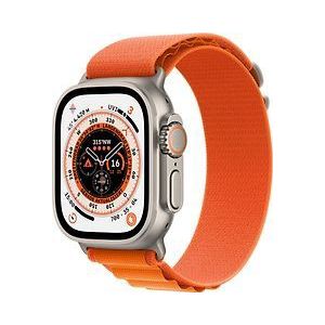 Apple Watch Ultra 49 mm kast van titanium op Medium oranje Alpine-bandje [Wi-Fi + Cellular]