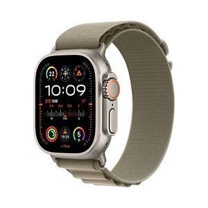 Apple Watch Ultra 2 49 mm titanium kast zilver op Alpine-bandje Medium olijfgroen [Wi-Fi + Cellular]