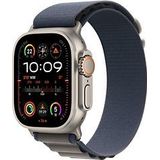 Apple Watch Ultra 2 49 mm titanium kast zilver op Alpine-bandje Medium blauw [Wi-Fi + Cellular]