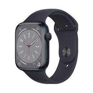 Apple Watch Series 8 45 mm kast van middernacht aluminium op zwart sportbandje [Wi-Fi]