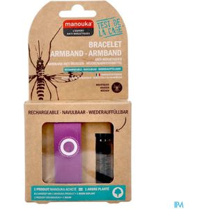 Manouka - Anti-Muggen Armband - Paars - 1 Stuk