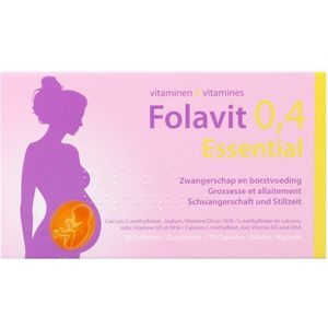 Folavit 0,4mg Essential Zwangerschap tot Borstvoedingsperiode 30 Tabletten + 30 Capsules