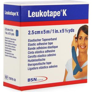 Leukotape K Kleefwindel Elast Blauw 2,5cmx5m 1