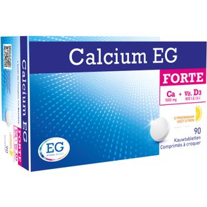 Calcium EG Forte 1000mg Calcium 800I.E. Vitamine D3 Citroensmaak 90 Kauwtabletten
