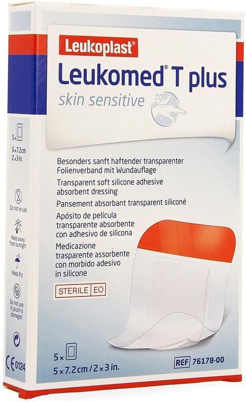 Leukomed T PLUS Eilandpleister - Transparant - 5 x 7,2 cm - 5 Stuks