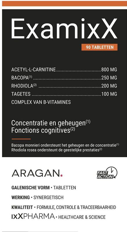 ExamixX® - Voedingssupplement - Geheugen - Extracten - Bacopa en Rhodiola
