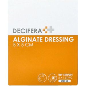 Decifera - Alginate Wondkompres - 5 x 5 cm - Calciumalginaat - Hoge Absorptie