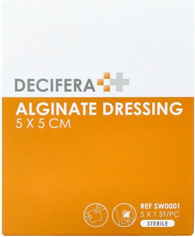 Decifera - Alginate Wondkompres - 5 x 5 cm - Calciumalginaat - Hoge Absorptie