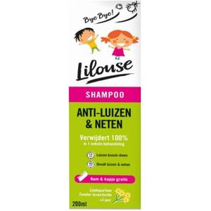 Lilouse Anti Luizen en Neten Shampoo Zonder Insecticide Vanaf 3 Jaar Kam + Kapje Gratis 200ml