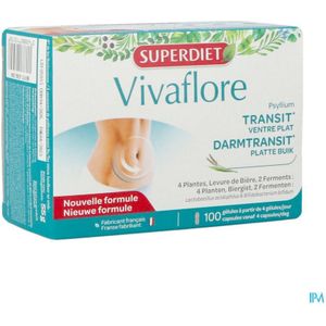Super Diet Vivaflore Rabarber Transit - 100 Capsules - Voor een Gezonde Darmtransit en Platte Buik