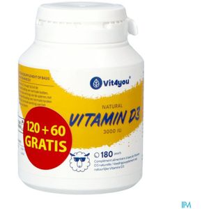 Vit4you Vitamine D3 3000 Ie Pearls 180