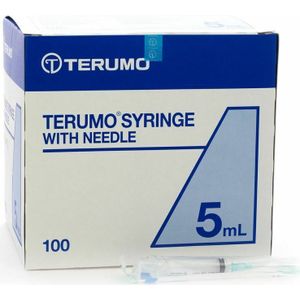 Terumo Spuit+naald 21g 1 1/2 Tb 5ml Groen 100