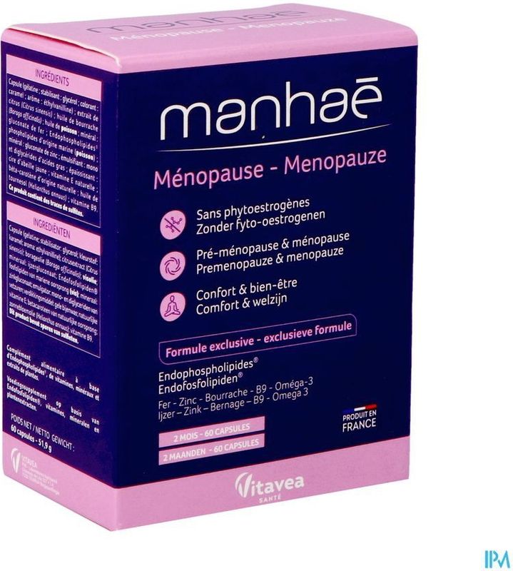 Manhaé - Voedingssupplement - Hormoonvrij - Pre-menopauze & Menopauze