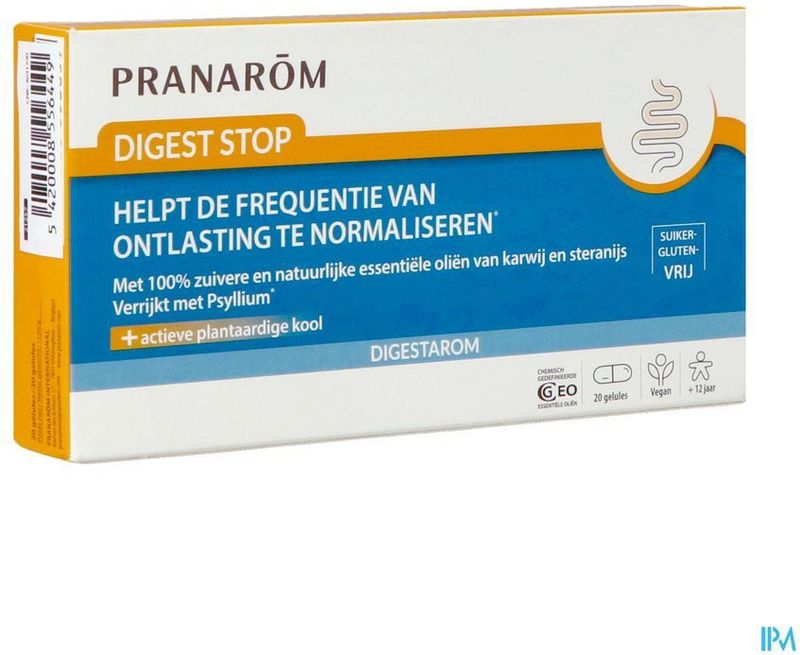 Pranarom - Digestarom Digest Stop Caps 20 - Laxeermiddel - Geactiveerde Houtskool - Psyllium