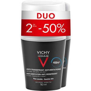 Vichy Homme Deo Gev Huid 48u Roller Duo 2x50ml