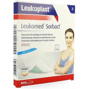 Leukoplast Leukomed® Sorbact® Bacteriënbindende Eilandpleister 8 cm x 10 cm 3 stuks