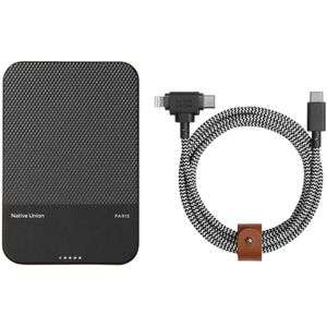 Native Union Classic Magnetic Power Bank 5000mAh + Belt Kabel Duo USB-C To C/Lightning 1.8m