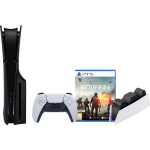 PlayStation 5 Slim Disc Edition - Zwart - Gameconsole - 1 Terabyte - Inclusief Battlefield 6 en Oplaadstation