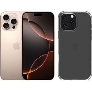 Apple iPhone 16 Pro Max 256GB Desert Titanium + BlueBuilt Back Cover Transparant