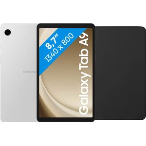 Samsung Galaxy Tab A9 8,7 inch 64GB Wifi Zilver + BlueBuilt Book Case Zwart