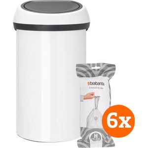 Brabantia Touch Bin 60 Liter White + Vuilniszakken (120 stuks)