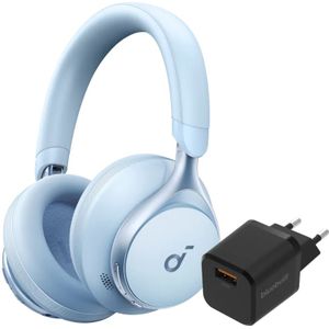 Soundcore Space One Blauw + BlueBuilt Quick Charge Oplader met Usb A Poort 18W Zwart