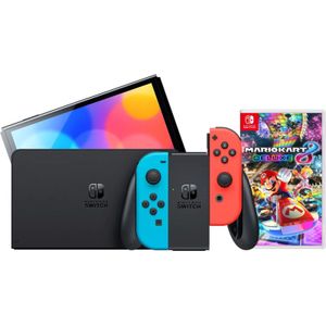 Nintendo Switch OLED Blauw Rood + Mario Kart 8 Deluxe