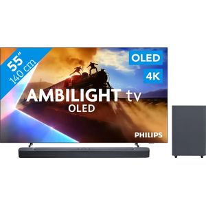 Philips Ambilight 55'' OLED760 4K (2025) + JBL Bar 2.1 Deep Bass M2 Zwart