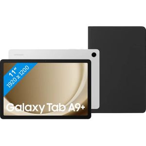 Samsung Galaxy Tab A9 Plus 11 inch 128GB Wifi Zilver + BlueBuilt Book Case Zwart