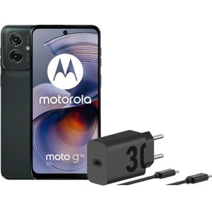 Motorola Moto G55 256GB Zwart 5G + Motorola Oplader 30W Zwart + Usb C Kabel