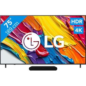 LG - 75" QNED82 - 4K TV - 2025 + Sonos Ray - Zwart