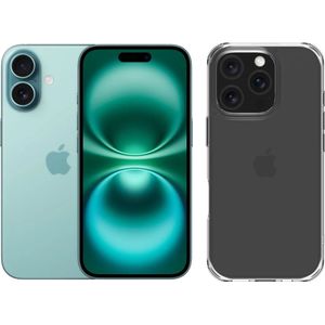 Apple iPhone 16 128GB Groen + BlueBuilt Protective Back Cover Transparant