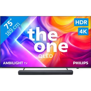 Philips Ambilight 75" PUS9000 QLED 4K (2025) + JBL Bar 300 M2 Zwart
