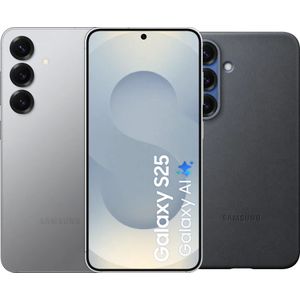 Samsung Galaxy S25 128GB Zilver 5G + Samsung Kindsuit Back Cover Zwart