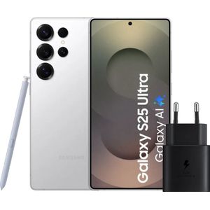 Samsung Galaxy S25 Ultra 512GB Wit 5G + Samsung Oplader 25 Watt Zwart