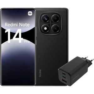 Redmi Note 14 Pro 256GB Zwart 4G + BlueBuilt Oplader met 3 Usb Poorten 65W Zwart