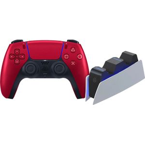 Sony Playstation 5 DualSense Draadloze Controller Volcanic Red + BlueBuilt oplaadstation