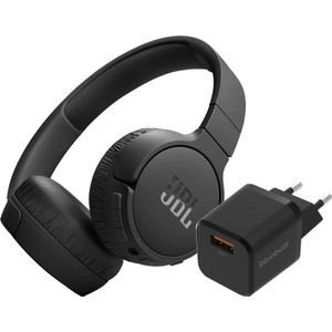 JBL Tune 670NC Zwart + BlueBuilt Quick Charge Oplader met Usb A Poort 18W Zwart