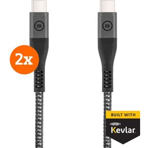 BlueBuilt Usb C naar Usb C Kabel 1,5m Kevlar Zwart Duo Pack