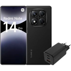 Redmi Note 14 Pro 256GB Zwart 5G + BlueBuilt Oplader met 3 Usb Poorten 65W Zwart