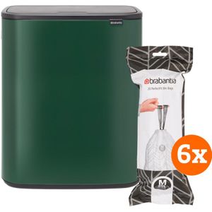 Brabantia Bo Touch Bin 60 Liter Pine Green + Vuilniszakken (120 stuks)