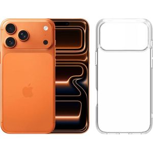 Apple iPhone 17 Pro Max 256GB Oranje + BlueBuilt Protective Back Cover Transparant