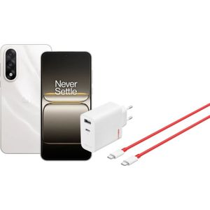 OnePlus Nord 5 256GB Wit 5G + OnePlus SuperVOOC Oplader 80W met 2 Poorten + Usb C kabel